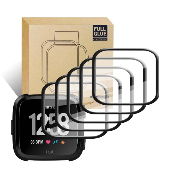Fitbit Versa 2 Ekran Koruyucu - 9H Sertlik - HD Şeffaf - Temperli Cam (5 Adet)