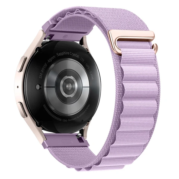 Samsung Galaxy Watch 6 Classic 43mm 47mm için Naylon Kordon - Mor