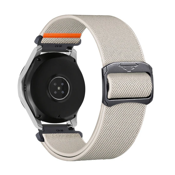 Samsung Galaxy Watch 42mm Uyumlu Elastik Naylon Kordon - Bej