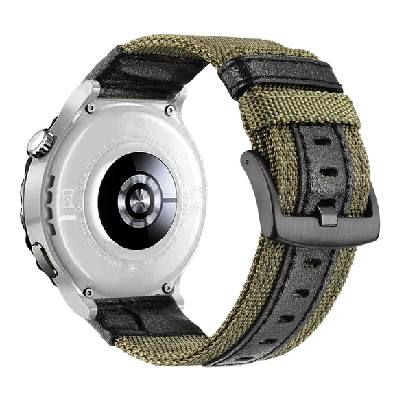 Huawei Watch GT 3 Pro 43mm için Naylon Deri Kordon - Yeşil