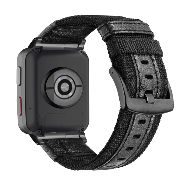 Huawei Watch D2 Uyumlu Naylon Deri Kordon - Siyah