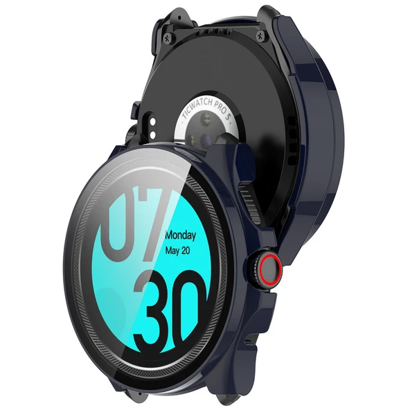 Ticwatch Pro 5 Koyu Mavi Koruyucu Tampon Kılıf - 3