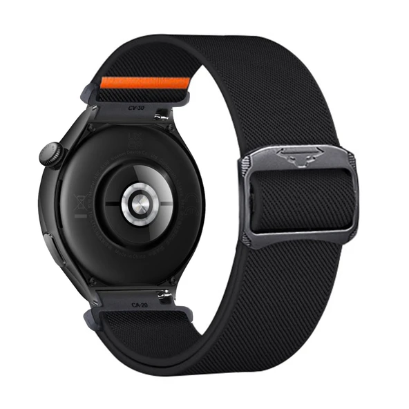 Huawei Watch 4/4 Pro Uyumlu - Siyah Renkli Elastik Naylon Kordon