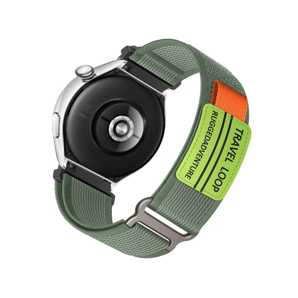 Huawei Watch GT4/GT3/GT2 46mm için Açık Yeşil Dokuma Naylon Yedek Kordon