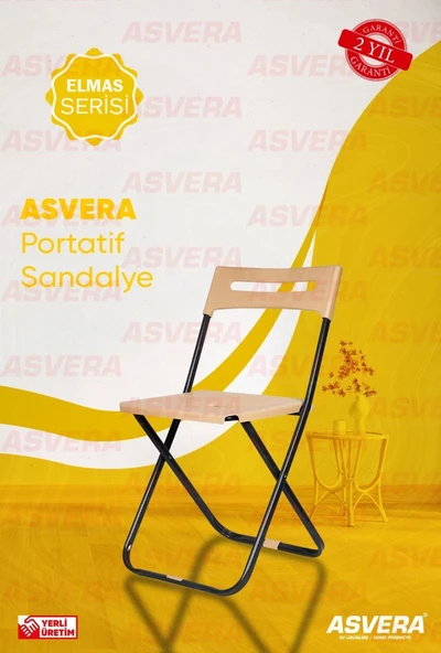ASVERA Safran Katlanır Metal Sandalye | Portatif Katlanabilir Mutfak Bahçe Kamp Sandalyesi ürün görseli