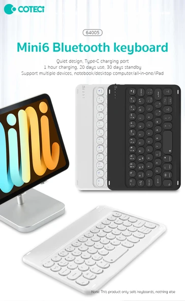 Mini Bluetooth Klavye - Siyah - Sessiz Tuşlar