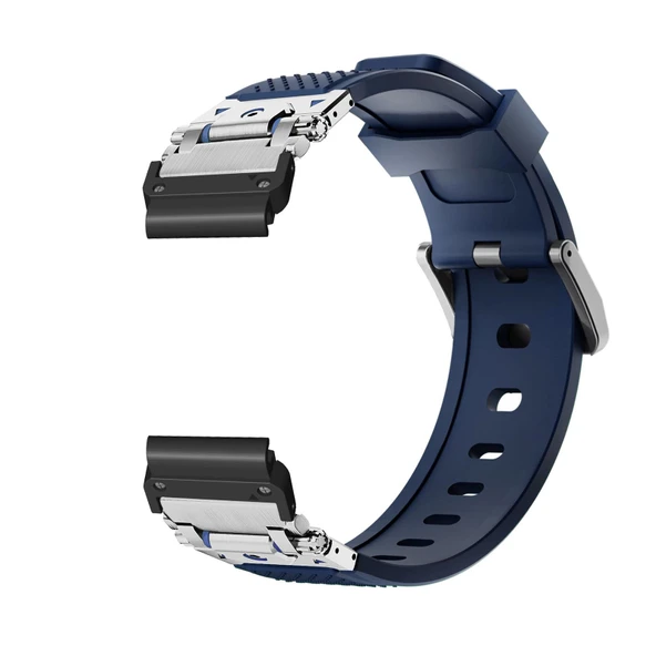 Garmin Fenix 7S Metal Silikon Kordon - Gümüş Mavi
