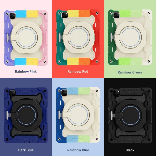 iPad Pro 11-inç (2018-2022) Darbeye Dayanıklı Kılıf - Gökkuşağı Mavi - 11