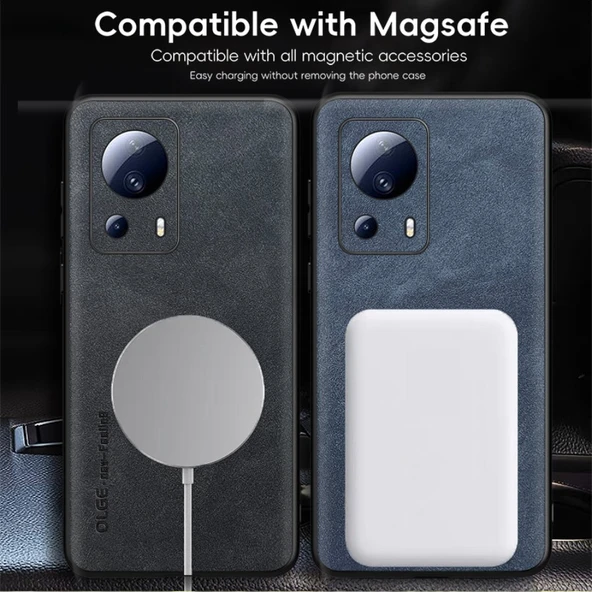Xiaomi 13 Lite Lüks Deri MagSafe Kılıf - Altın Kahverengi - 5
