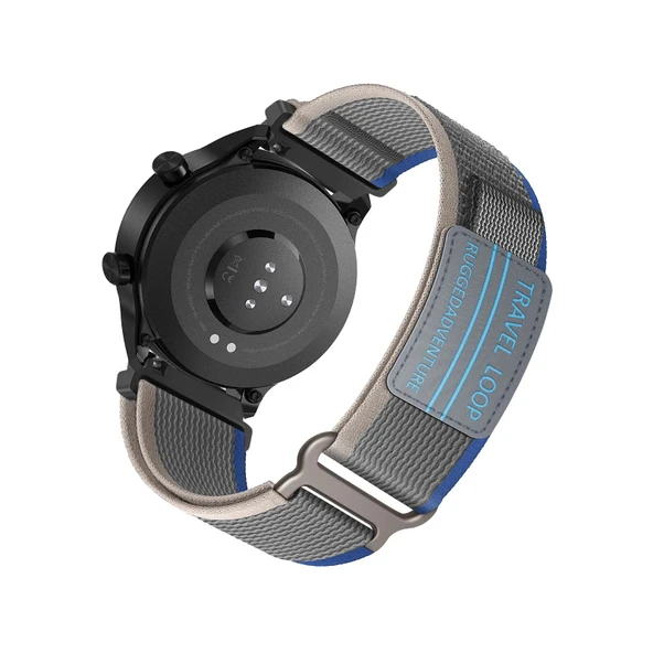 Honor Watch 4 Pro/Gs 3/Magicwatch 2 46mm Örme Naylon Kordon - Gri Mavi