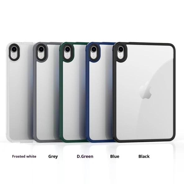 iPad Mini 7 (A17 Pro) 8.3 inç Şeffaf Arka PC Çerçeveli Koruyucu Kılıf - Siyah - 9
