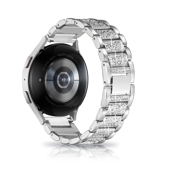 Gümüş Taşlı Metal Kordon - Samsung Galaxy Watch 4/5/6 40mm 44mm