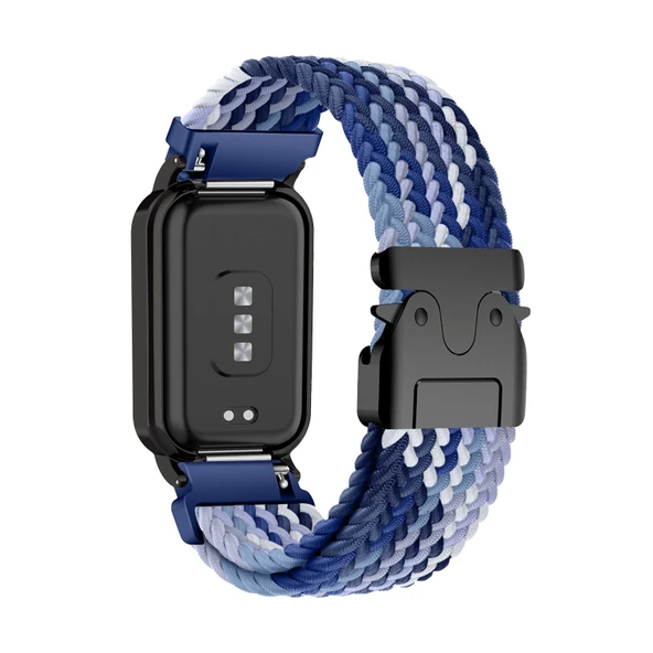 Redmi Band 2 Uyumlu Mavi Beyaz Naylon Spor Loop Kordon