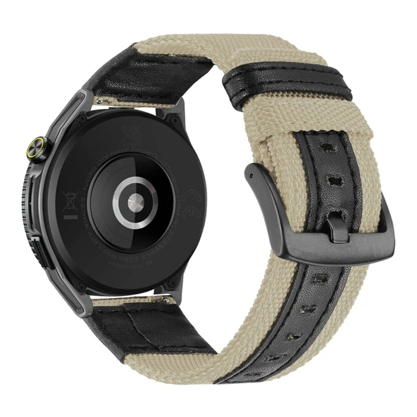 Huawei Watch GT 3 Pro 46mm/GT 3 SE Uyumlu Naylon Deri Kordon - Bej