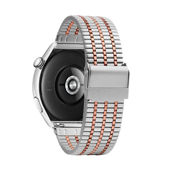 Huawei Watch Ultimate/Buds için Paslanmaz Çelik Kordon - Gümüş Rose Gold