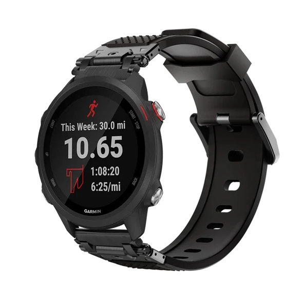 Garmin Forerunner 245/55/645/245 Music Metal Silikon Kordon - Siyah