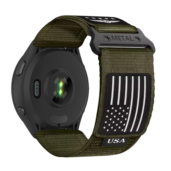 Garmin Forerunner 165/165 Music Koyu Yeşil Naylon Cırt Cırtlı Kordon