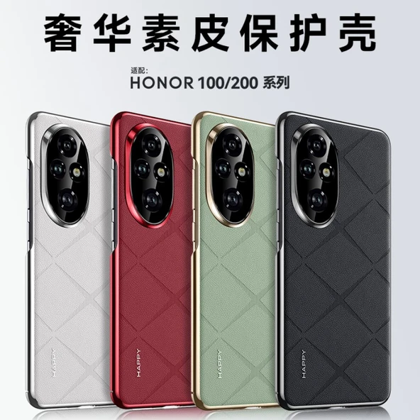 Honor 100 Pro Lüks Deri Kılıf - Kırmızı - 11