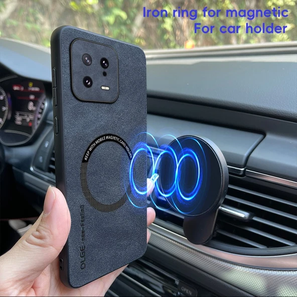 Xiaomi 13 Pro Lüks Deri MagSafe Kılıf - Siyah - 7