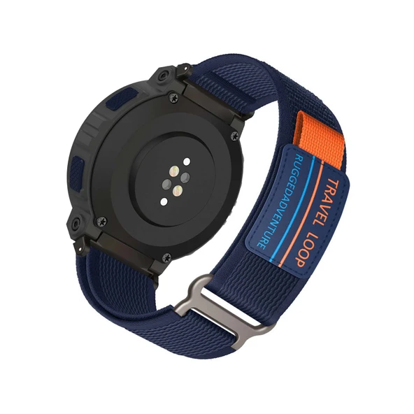 Amazfit Active Edge için Naylon Cırt Cırtlı Fitness Bileklik Kordonu - Mavi