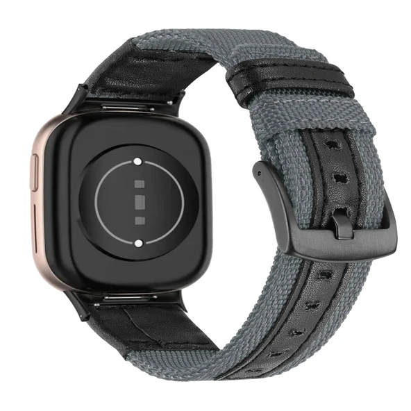Honor Watch 4 Uyumlu Naylon Deri Kordon - Gri