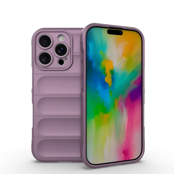 Lüks Deri iPhone 15 Pro Max Kılıf - Mor