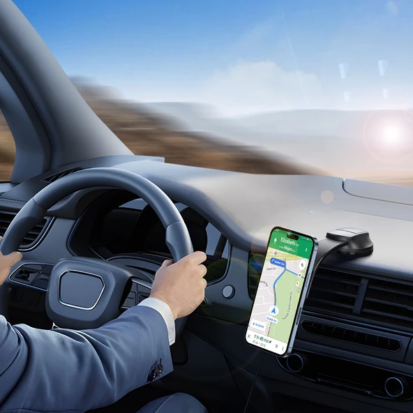 MagSafe Uyumlu Araç İçi Telefon Tutucu - Dashboard - Siyah - 9