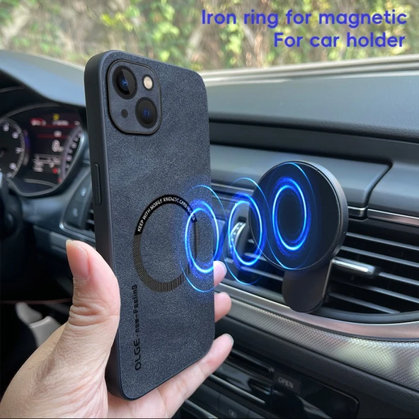 Deri MagSafe Telefon Kılıfı - iPhone 15 - Altın Kahverengi - 6