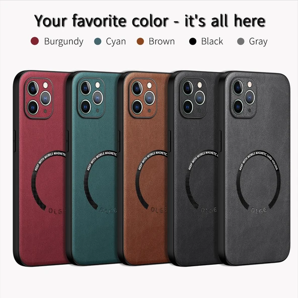 iPhone 11 Pro Lüks Deri MagSafe Kılıf - Kırmızı - Resim 11