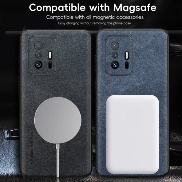 Xiaomi 11T Lüks Deri MagSafe Kılıf - Orman Yeşili - 5