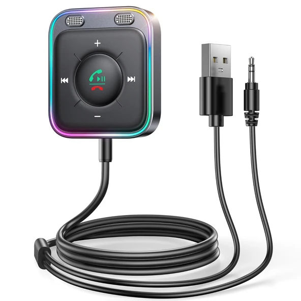 JOYROOM Bluetooth 5.3 AUX Araç Adaptörü - Çift Mikrofonlu Gürültü Önleme - JR-CB3