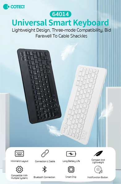 Bluetooth Klavye - Beyaz - Evrensel - Akıllı - 2