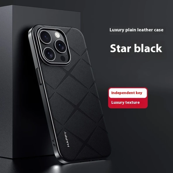 Deri iPhone 13 Pro Max Kılıf - Siyah - 1