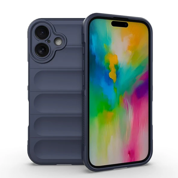 Lüks Deri iPhone 16 Plus Kılıf - Mavi