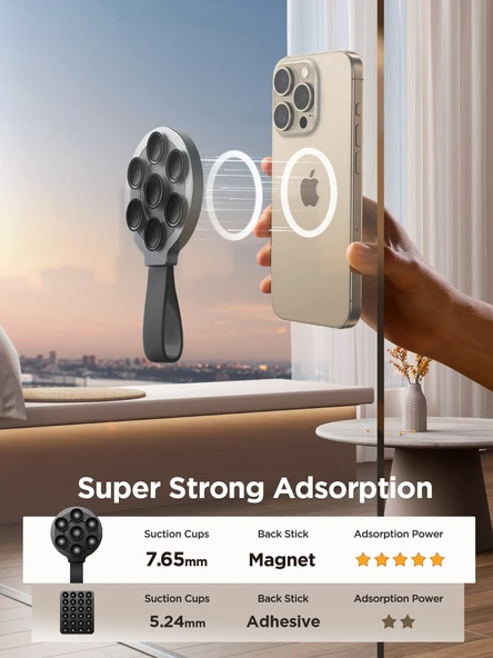 MagSafe Uyumlu Manyetik Vantuzlu Telefon Tutucu - Siyah