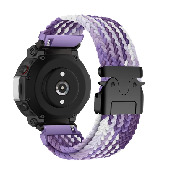 Amazfit T-Rex 2 için Mor Beyaz Naylon Spor Kordon