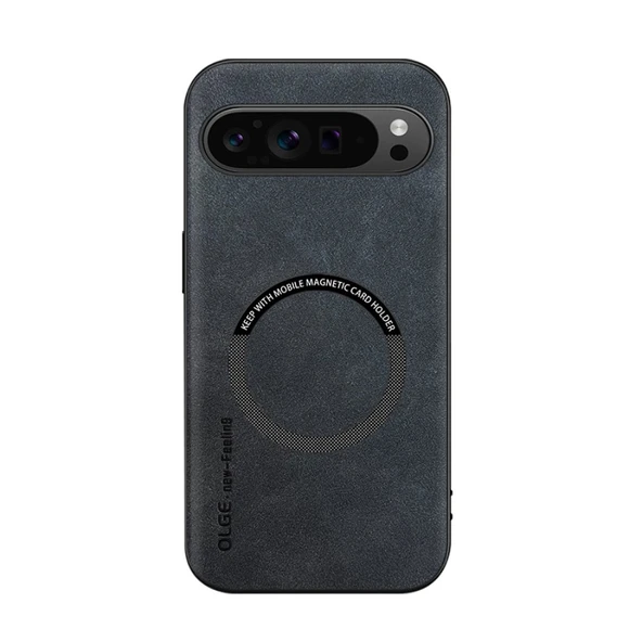 Google Pixel 9 Pro Lüks Deri MagSafe Kılıf - Siyah - 9
