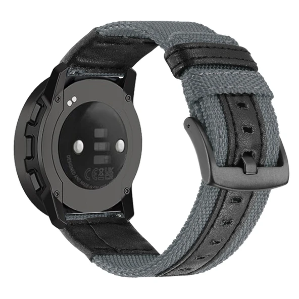 Suunto 7/Spartan/9 Uyumlu Gri Naylon Deri Kordon