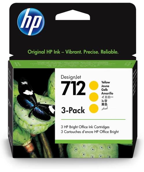 HP 3ED79A 712 3-Pack 29-ml Yellow Design ürün görseli