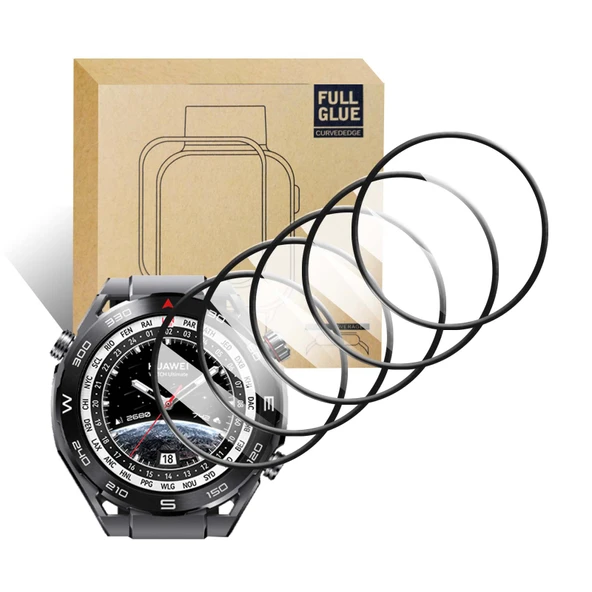 Huawei Watch Ultimate Ekran Koruyucu - Temperli Cam - 9H - HD Şeffaf (5 Adet)