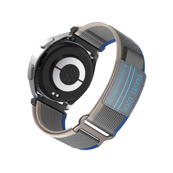 Xiaomi Mi Watch/Mi Imilab Dokuma Naylon Yedek Kordon - Gri Mavi