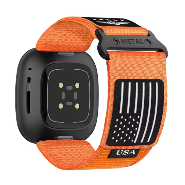 Fitbit Versa 4/3/Sense/Sense 2 Uyumlu Turuncu Naylon Örgü Kordon