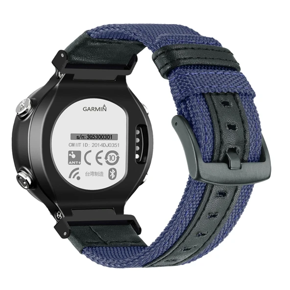 Garmin Forerunner 220/230/235/735XT/620/630 için Naylon Deri Kordon - Mavi