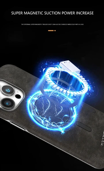 Deri iPhone 16 Pro Max Kılıfı - Gri - 4