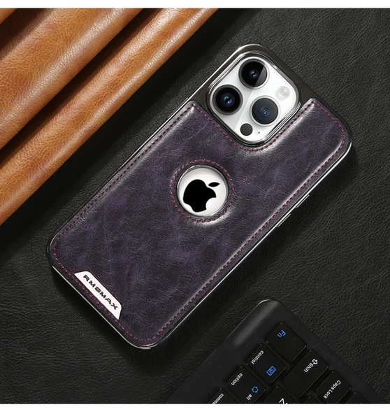 iPhone 15 Vegan Deri Kılıf - Siyah - 9