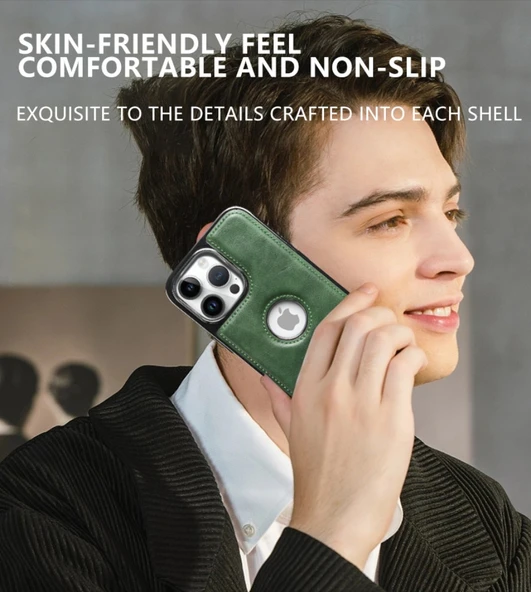 iPhone 15 Vegan Deri Kılıf - Siyah - 3