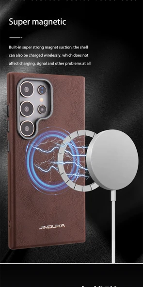 Samsung Galaxy S24 Uyumlu Kahve Manyetik Deri Kapaklı Kılıf - 3