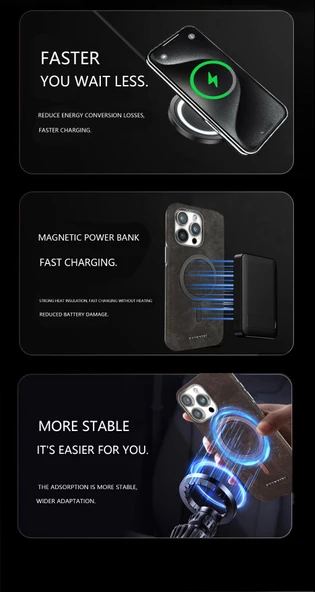 Deri iPhone 16 Pro Max Kılıfı - Gri - 5