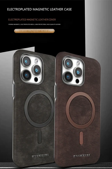 Deri iPhone 16 Pro Max Kılıfı - Mavi - 3
