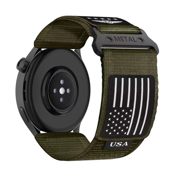 Xiaomi Mi Watch S1 Pro Uyumlu Koyu Yeşil Naylon Cırt Cırtlı Kordon